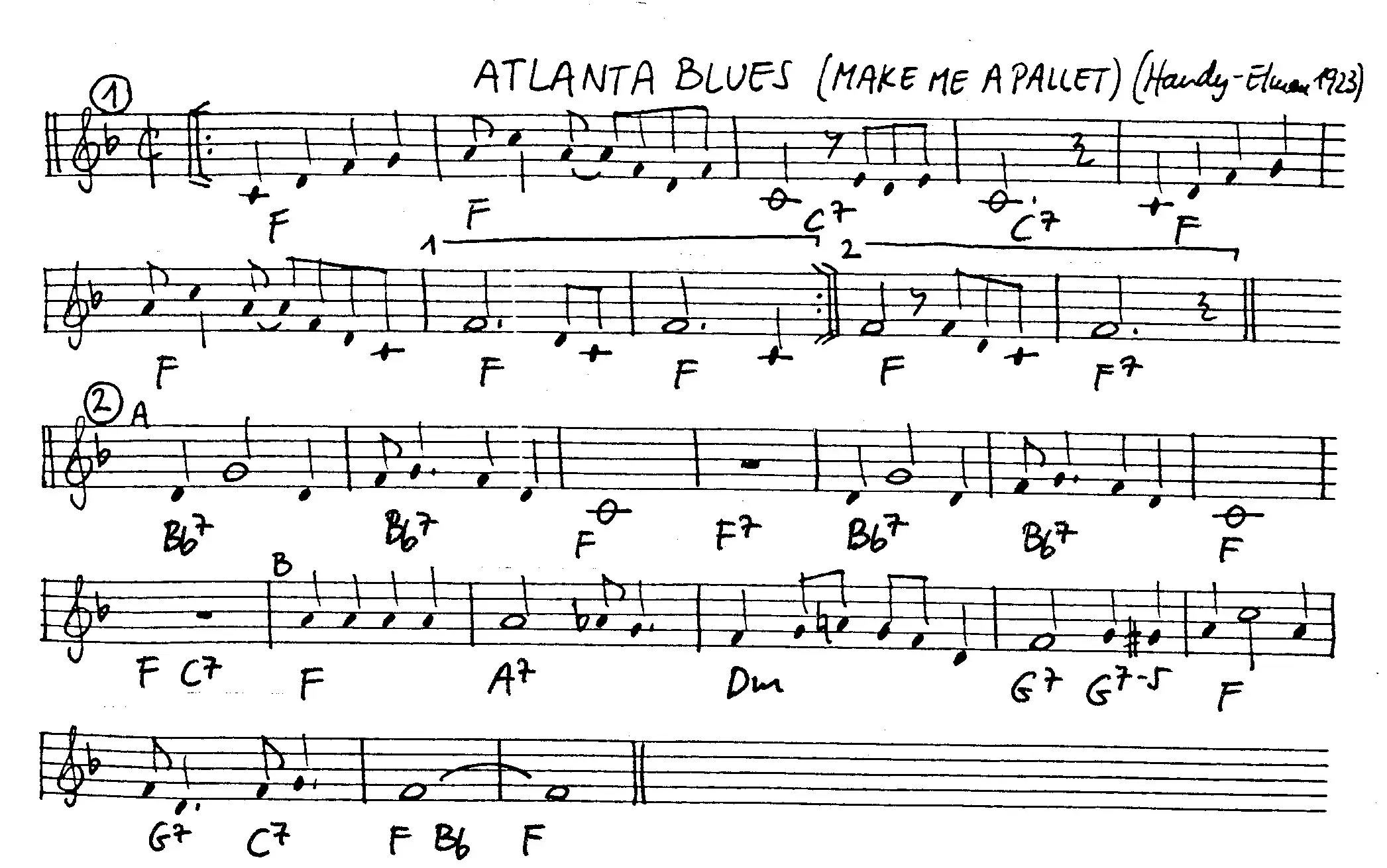 atlanta blues free jazz leadsheet - Courtesy of the Jungle Jazz Band